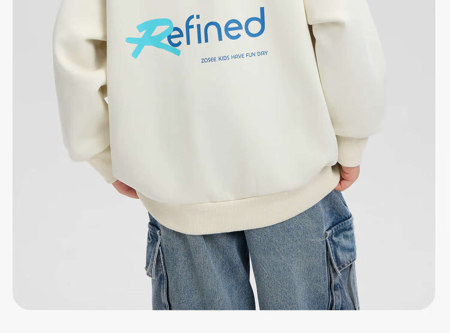 Zuo Xi Kids Boys Sweatshirt 2026 New Spring Children's Letter Graffiti Sports Top Light Gray 165 22